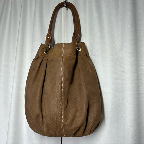 COLDWATER CREEK Brown Leather Hobo Shoulder Bag Satchel Purse Suede Y2K Boho - Picture 6 of 16